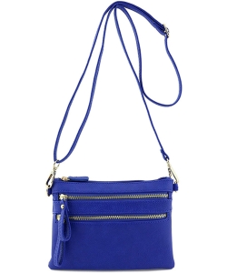 Multi-Pocket Zip Crossbody Bag with Small Wrist Strap WU001 ROYAL BLUE